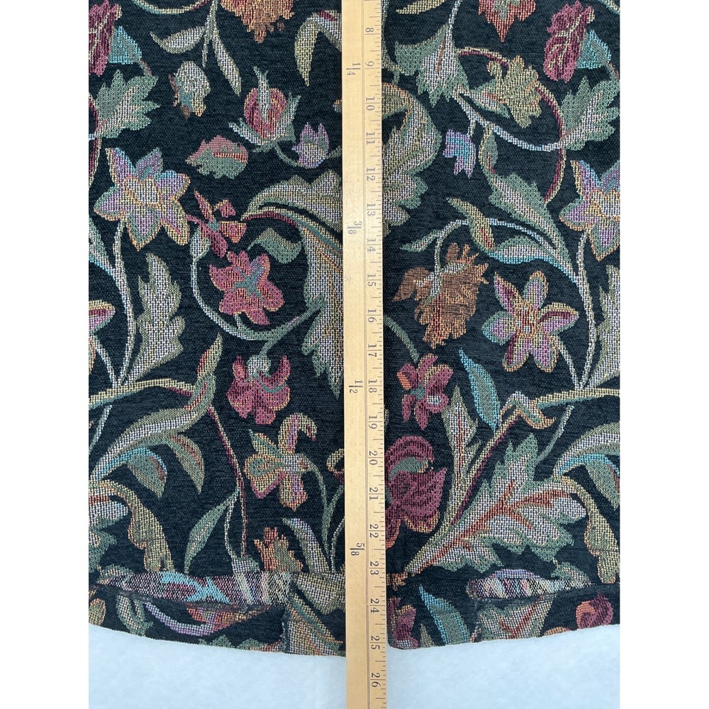 First Option Tapestry Jacket Women Medium Black Floral Frog Button Art To Wear - Picture 6 of 7
